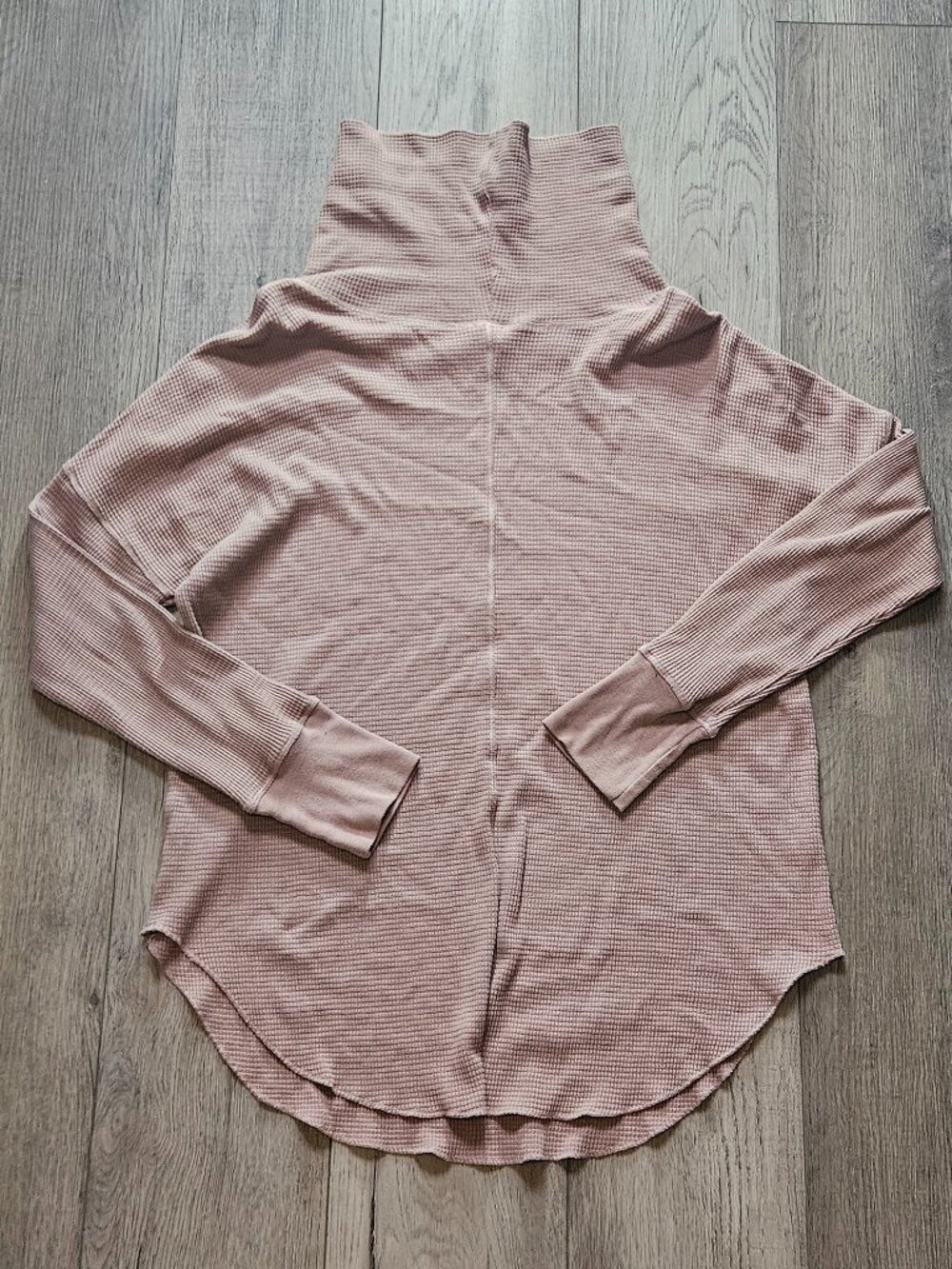 The Group Babaton Waffle Knit Turtleneck Thermal Top Dusty Rose Pink Size Large
